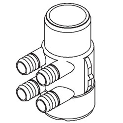 Sundance® Water Manifold: 4 Port 0.75" Barb x 2" Slip x Slip