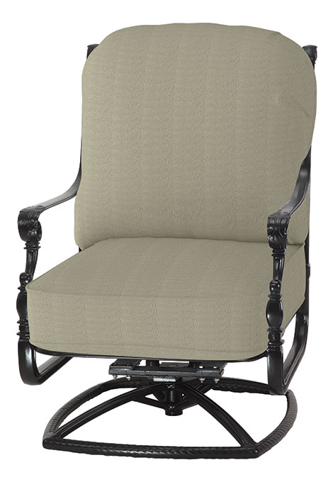 GRAND TERRACE CUSHION HIGH BACK SWIVEL ROCKING LOUNGE CHAIR
 W: 27.5" D: 34" H: 46" Weight: 48.5lbs