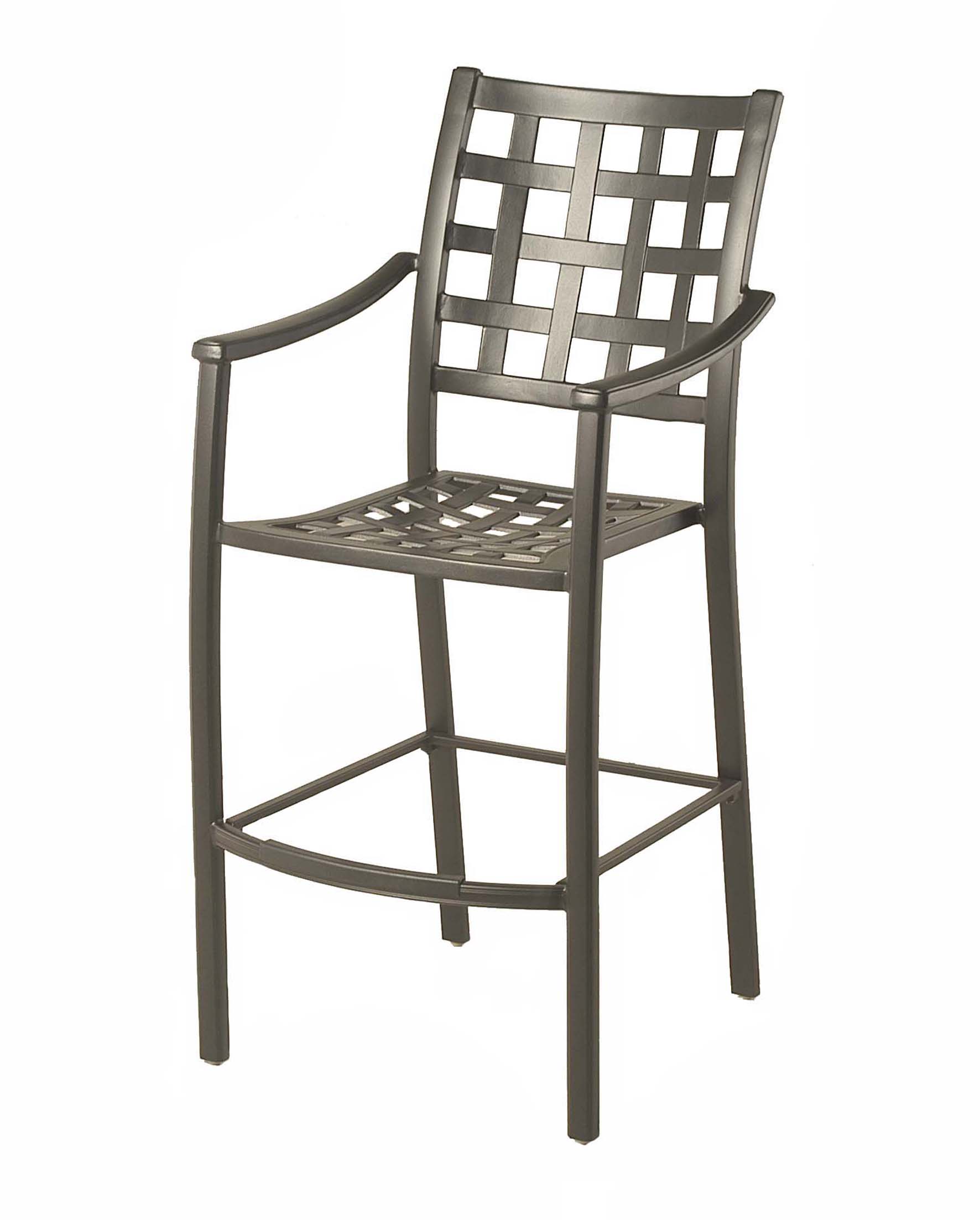 Stratford Outdoor Stationary Bar Stool 24" W x 19" D x 29" seat / 38" arm / 49.2" back Weight: 26.5lbs