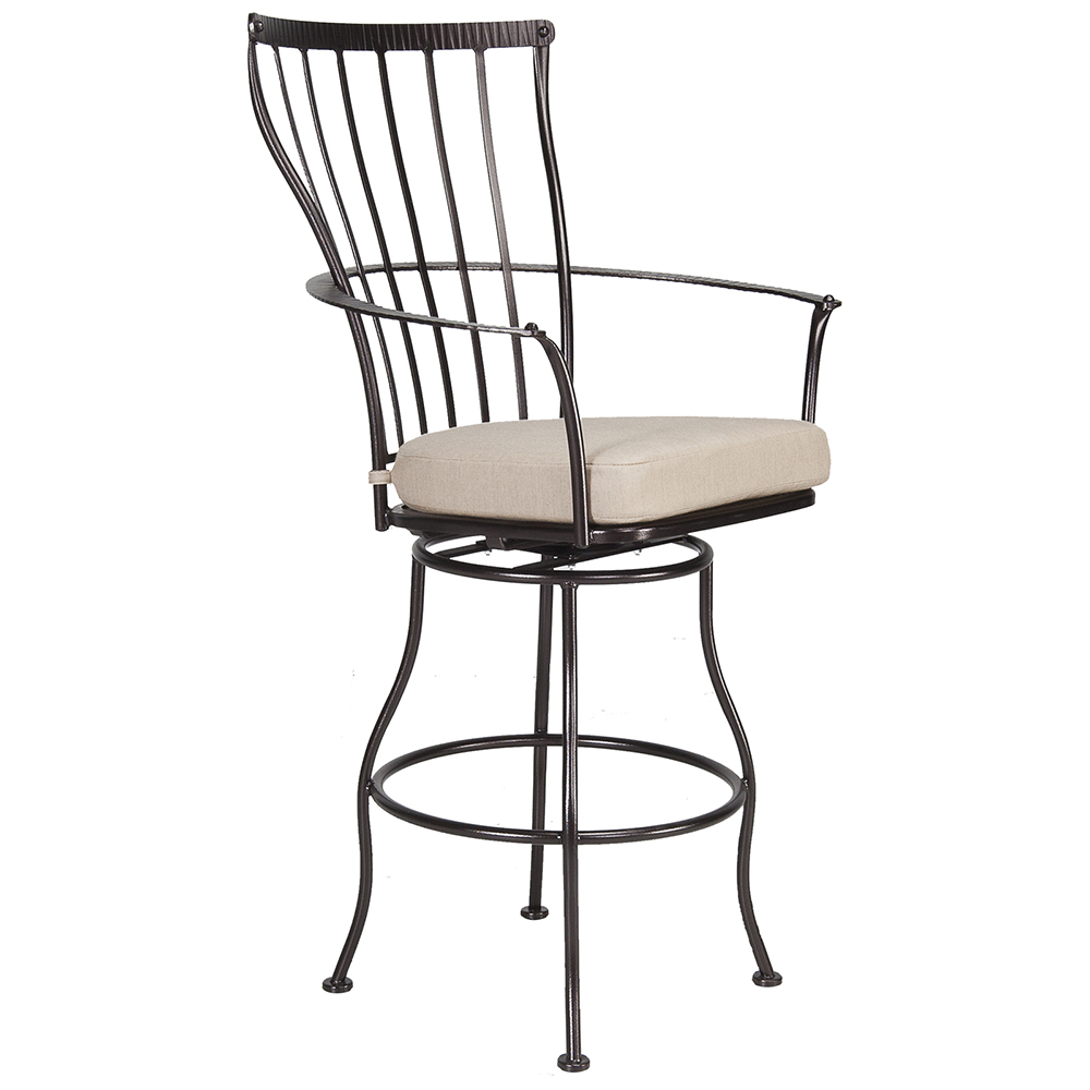 Swivel Bar Stool With ArmsWidth/Diameter :	30
Depth/Length:	26
Height:	52.5
Seat Height:	31.5
Arm Height:	37.75
Weight:	40