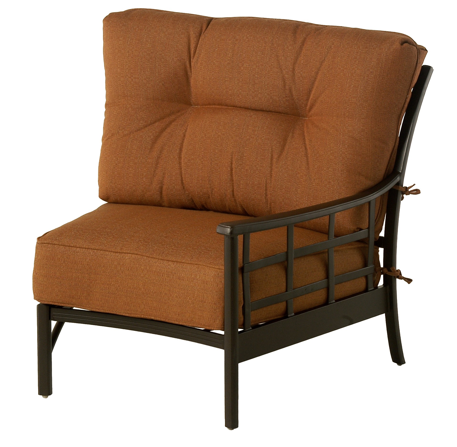 Stratford Outdoor Estate Crescent Left Chair 40" W x 27.5" D x 10.8" seat / 36.3" back Weight: 35lbs