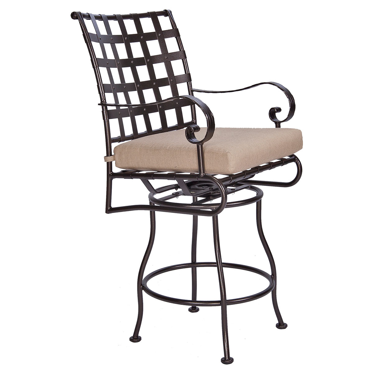 Swivel Counter Stool With ArmsWidth/Diameter :	23
Depth/Length:	26.5
Height:	45.5
Seat Height:	29
Arm Height:	35
Weight:	39