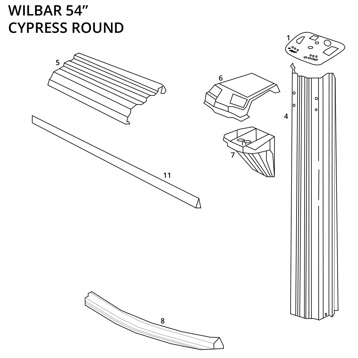 Wilbar 54" Cypress Parts (Artesian Seville)