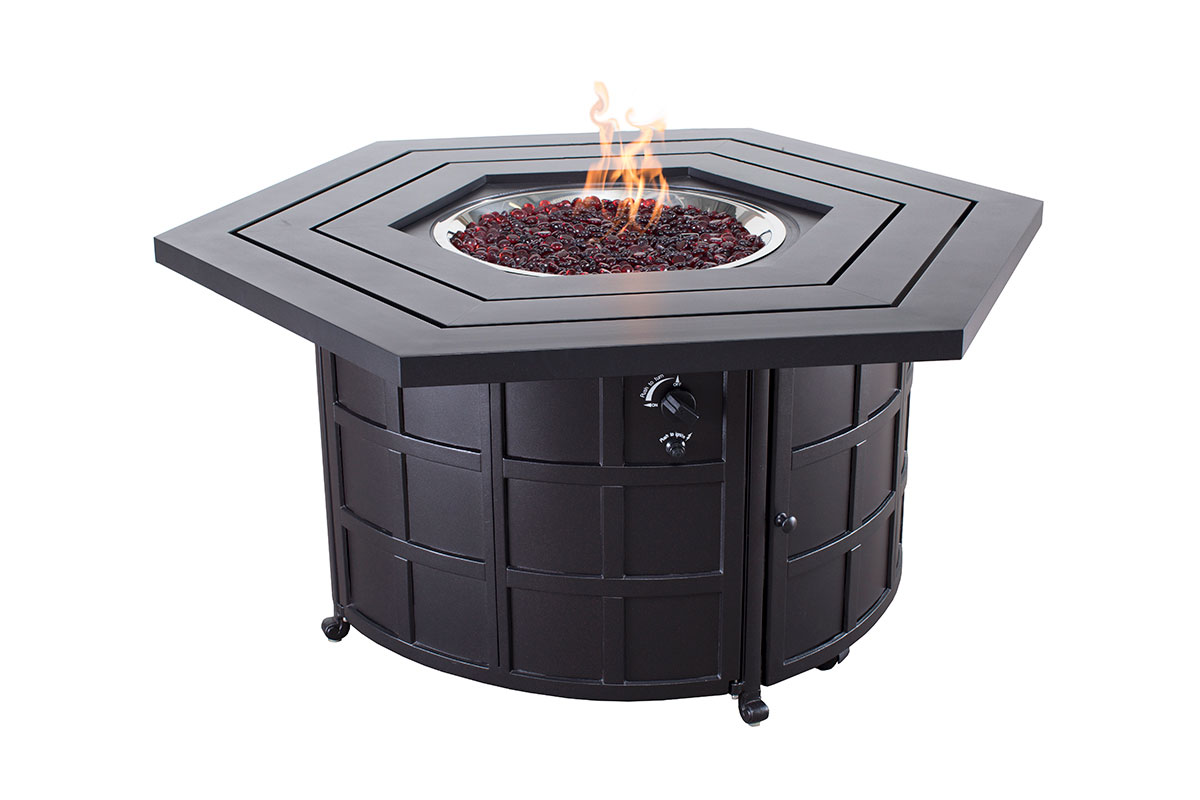 47" Hexagon Sherwood Slat Fire Table w/ Lid