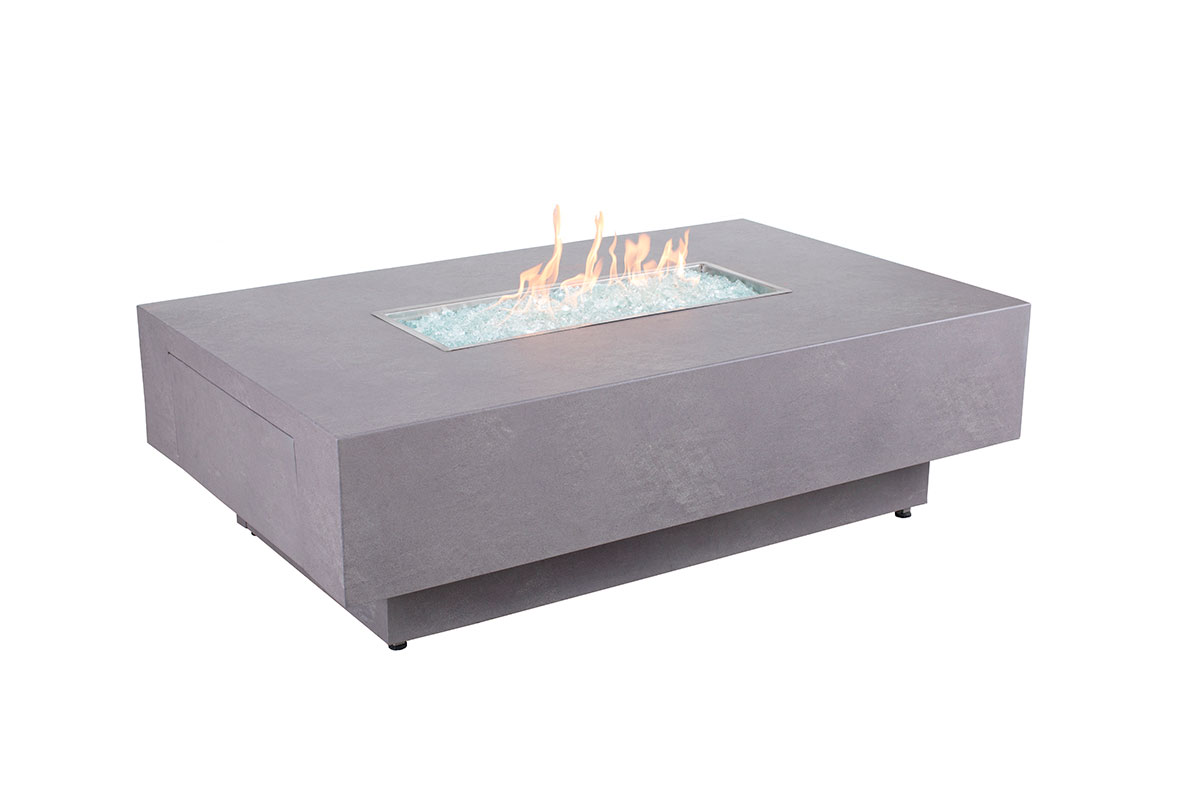 36" x 58" Rectangle Faux Concrete Fire Table w/ Lid