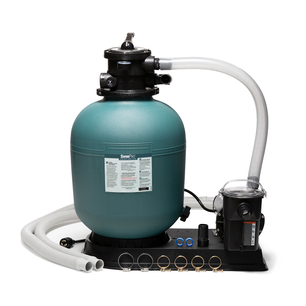 SwimPro 190T Sand Filter System with Twist-Lock 1.5 HP Pump and Accessories