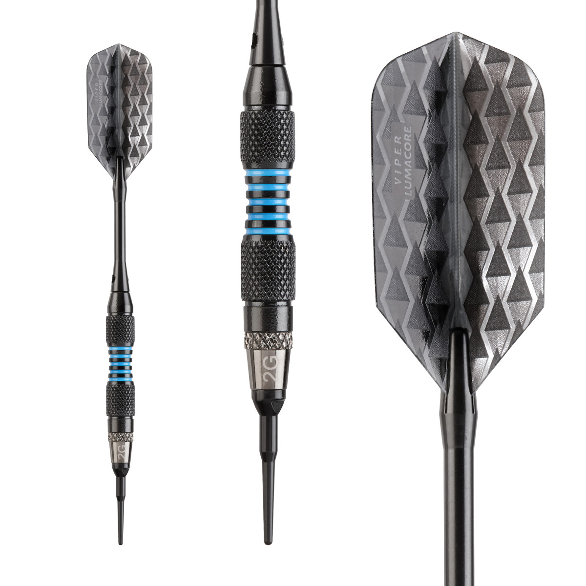 Viper Bobcat Adjustable Soft Tip Darts Blue Rings 16-18 Grams. Also in 16-19 Grams