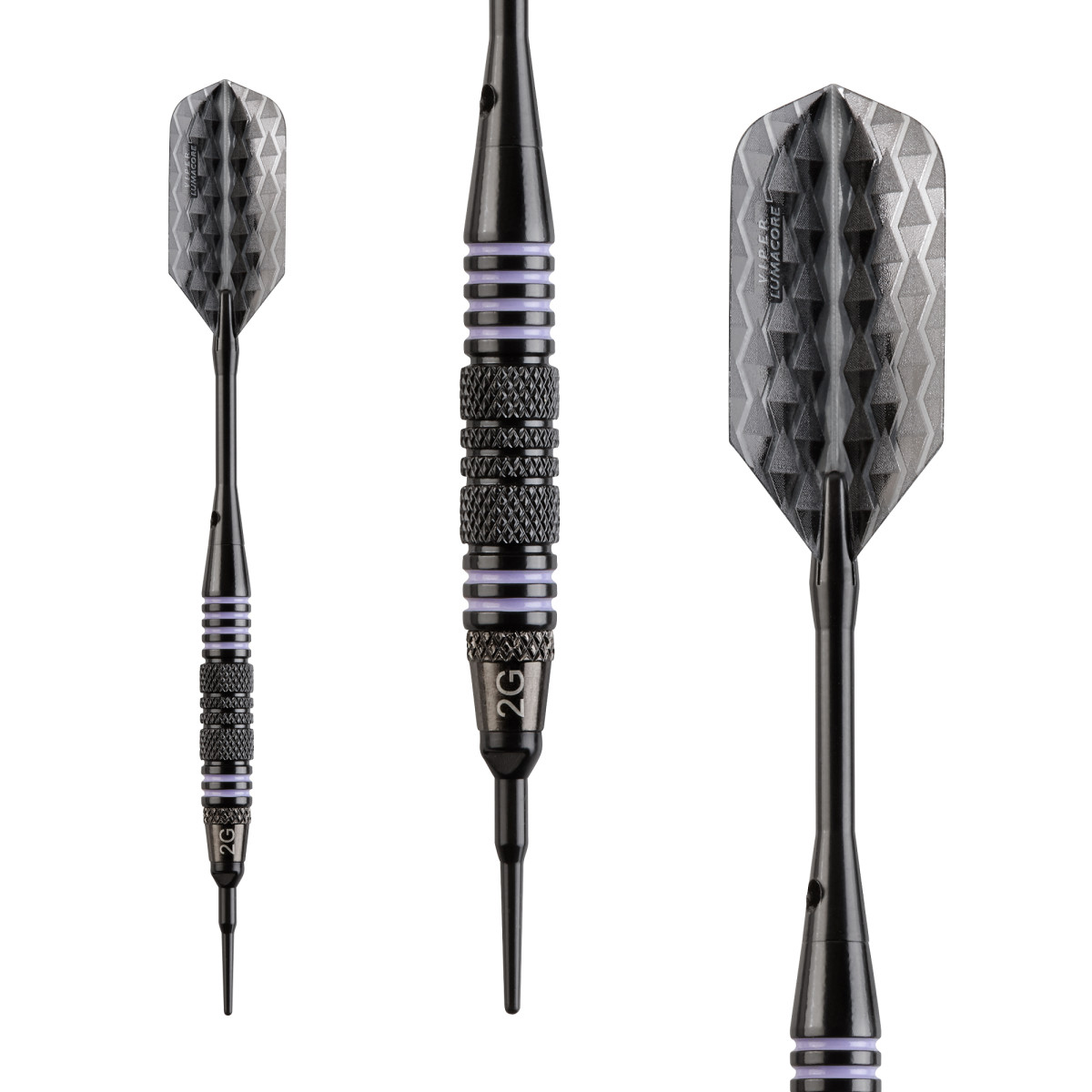 Viper Bobcat Adjustable Soft Tip Darts Purple Rings 16-18 Grams. Also in 16-19 Grams