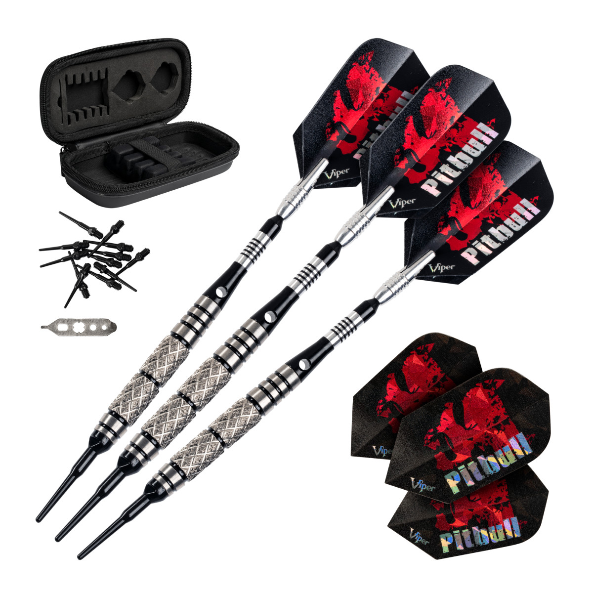 Viper Pitbull Tungsten Soft Tip Darts Diamond Cut and Ringed Barrel 18 Grams