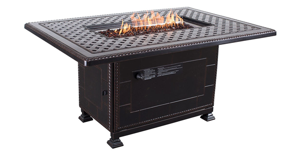 38" x 56" Rectangle Grand Terrace Cast Fire Table w/ Lid