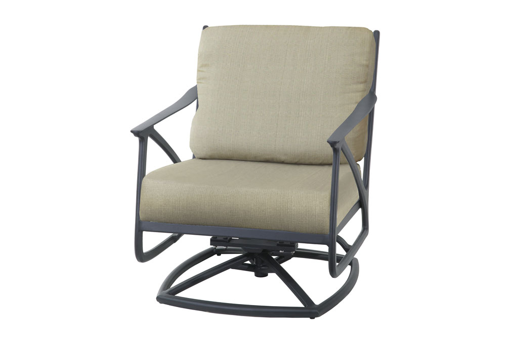 AMARI CUSHION SWIVEL ROCKING LOUNGE CHAIR
Dimensions W: 28" D: 33" H: 33.5"
Seat/Arm Height Seat: 18"
Weight 47.5 lbs