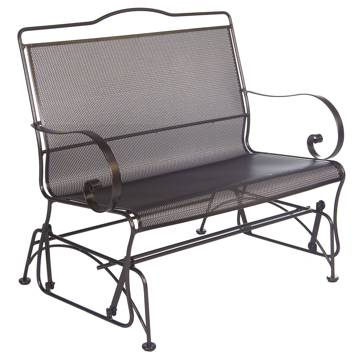 Settee Glider:Width/Diameter :42
Depth/Length:	29.5
Height:	38
Seat Height:	18.75
Arm Height:	25.75
Weight:	80 lbs