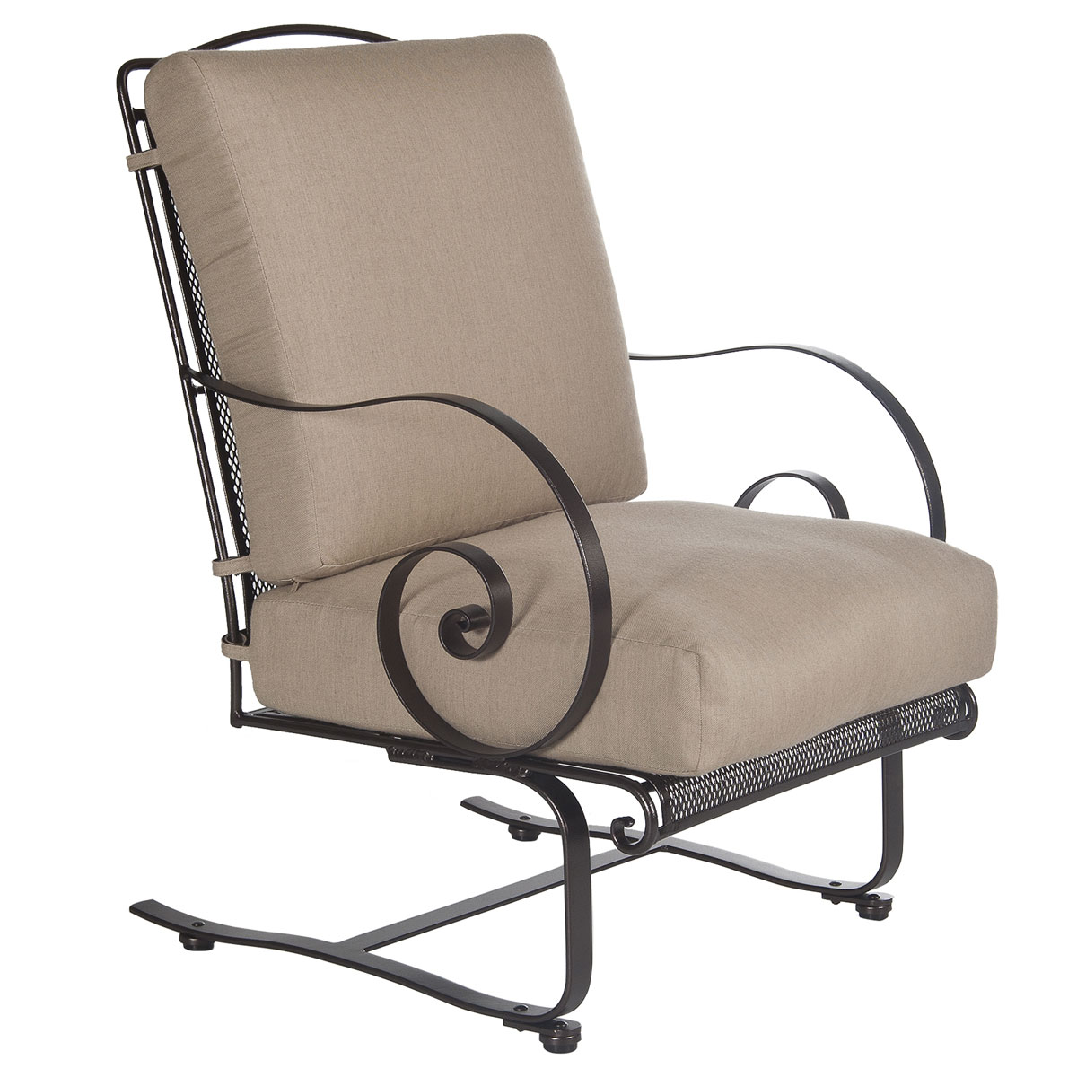 Spring Based Lounge Chair:Width/Diameter :27.5
Depth/Length:	34.25
Height:	41.25
Seat Height:	17.75
Arm Height:	27.25
Weight:	66 lbs.