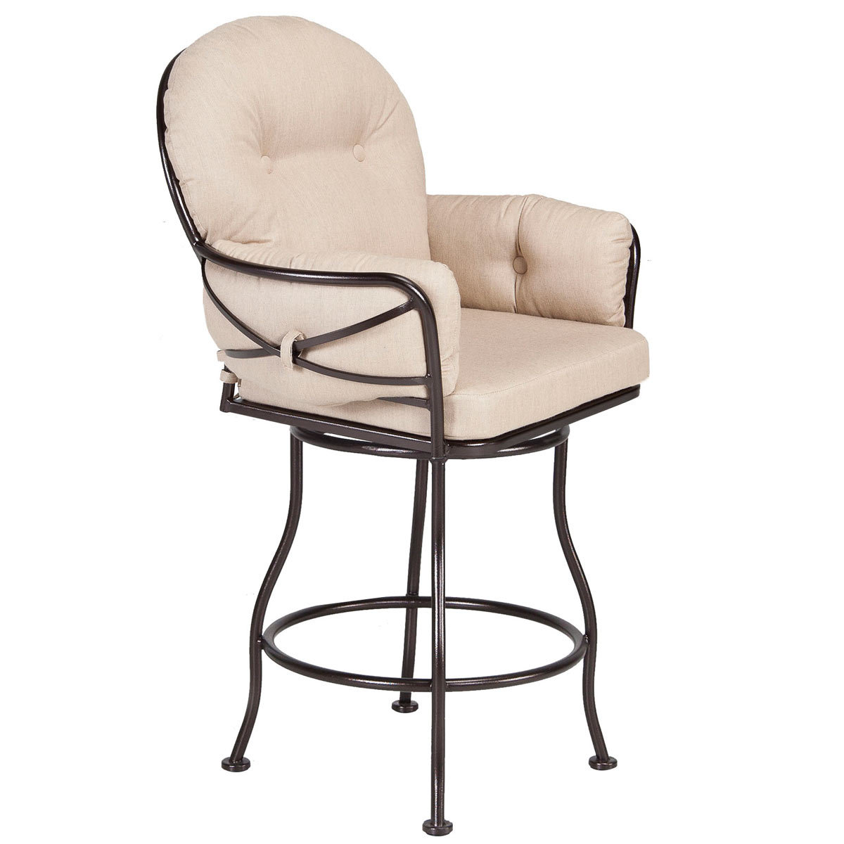 Swivel Counter Stool w/ ArmsWidth/Diameter :29.5
Depth/Length:	28.5
Height:	46.25
Seat Height:	27.5
Arm Height:	34.5
Weight:	51 lbs.
