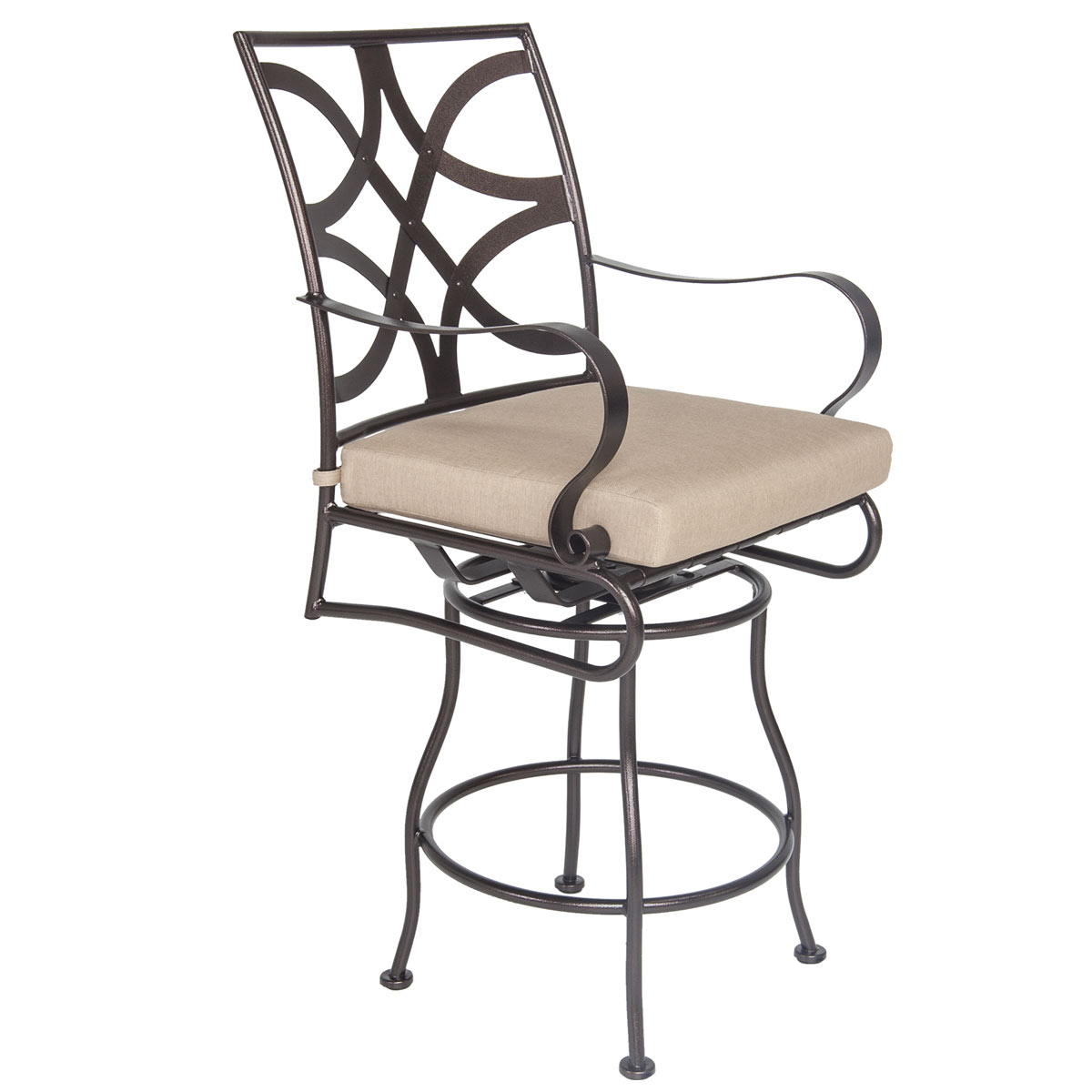 Swivel Counter Stool with Arms:
Width/Diameter :	23
Depth/Length:	24
Height:	46.25
Seat Height:	27.25
Arm Height:	35.25
Weight:	47 lbs
