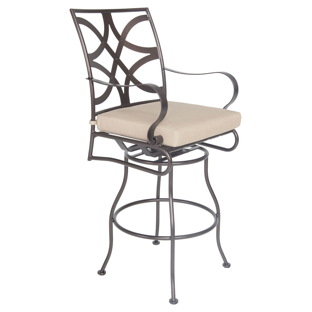 Swivel Bar Stool with Arms:
Width/Diameter :	23
Depth/Length:	25.25
Height:	50.25
Seat Height:	31.25
Arm Height:	39.25
Weight:	46 lbs