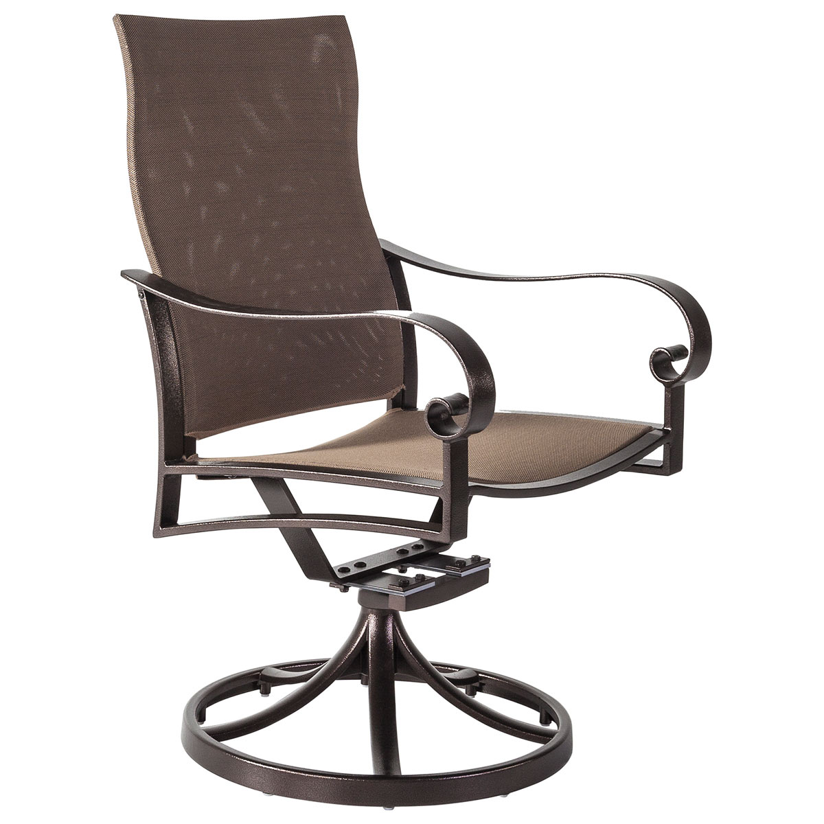 Flex Comfort Swivel Rocker Dining Arm Chair:
Width/Diameter :	24.25
Depth/Length:	26.25
Height:	40.75
Seat Height:	17.5
Arm Height:	26.25
Weight:	50 lbs