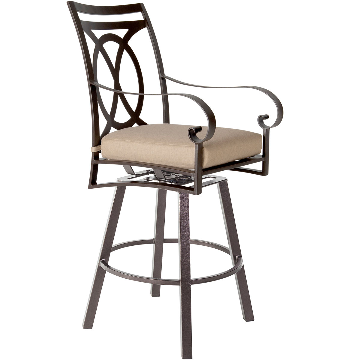 Swivel Counter Stool with Arms:
Width/Diameter :	24.25
Depth/Length:	27.75
Height:	45.25
Seat Height:	25.25
Arm Height:	33.75
Weight:	TBD