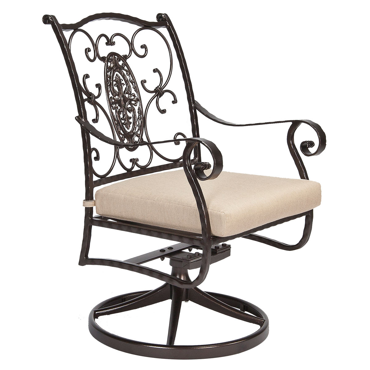 Swivel Rocker Dining Arm Chair:
Width/Diameter :	23.25
Depth/Length:	26.25
Height:	38.25
Seat Height:	19
Arm Height:	26.5
Weight:	52