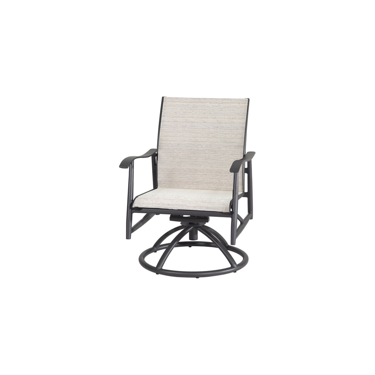 LIDA SLING SWIVEL ROCKING LOUNGE CHAIR:
W: 26" D: 29" H: 36.5 Seat: 17" Arm: 25.5"36 lbs