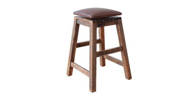 Americana 30" Backless Swivel Barstool W/ Leather Seat 