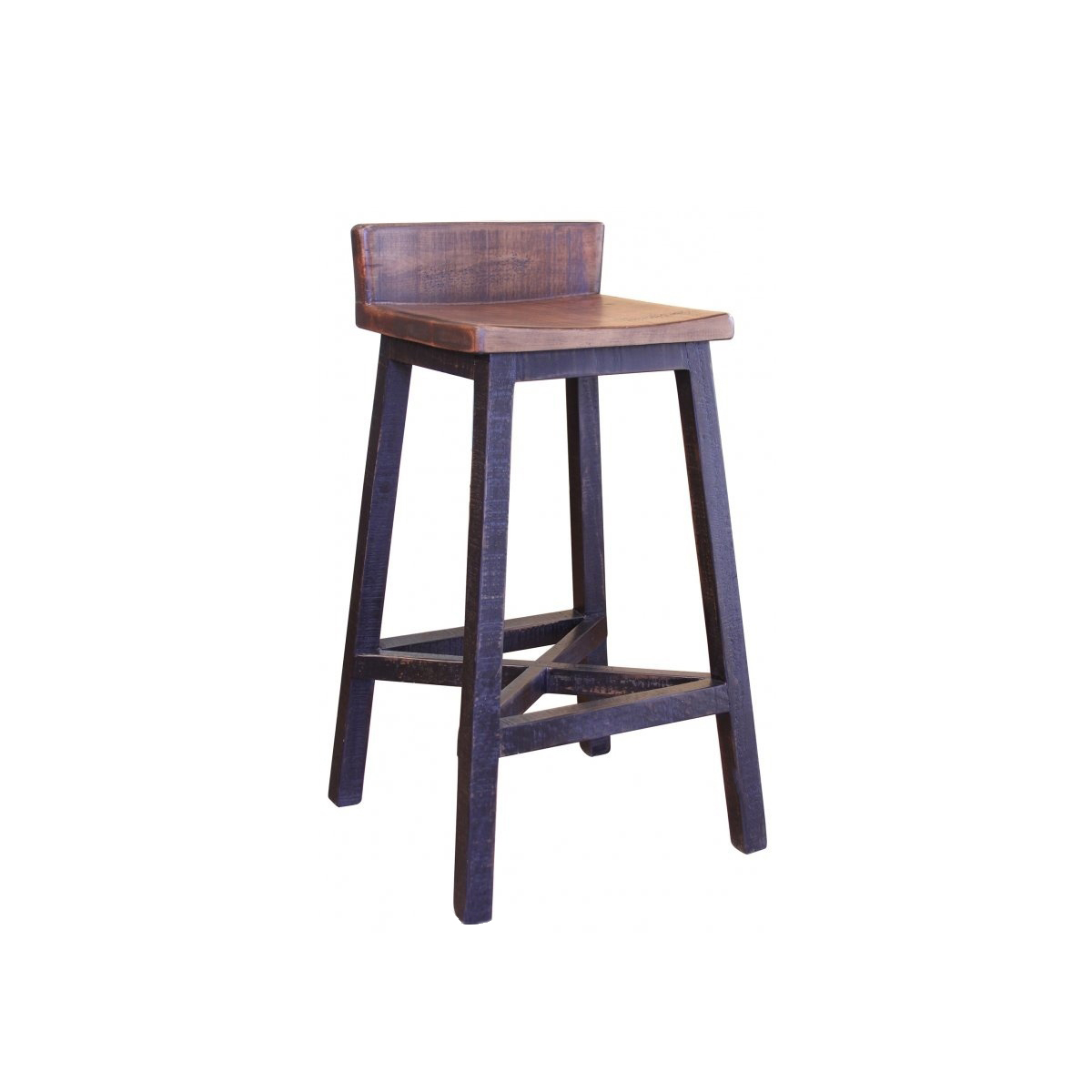 Woodland 30" Black Wood Seat Barstool