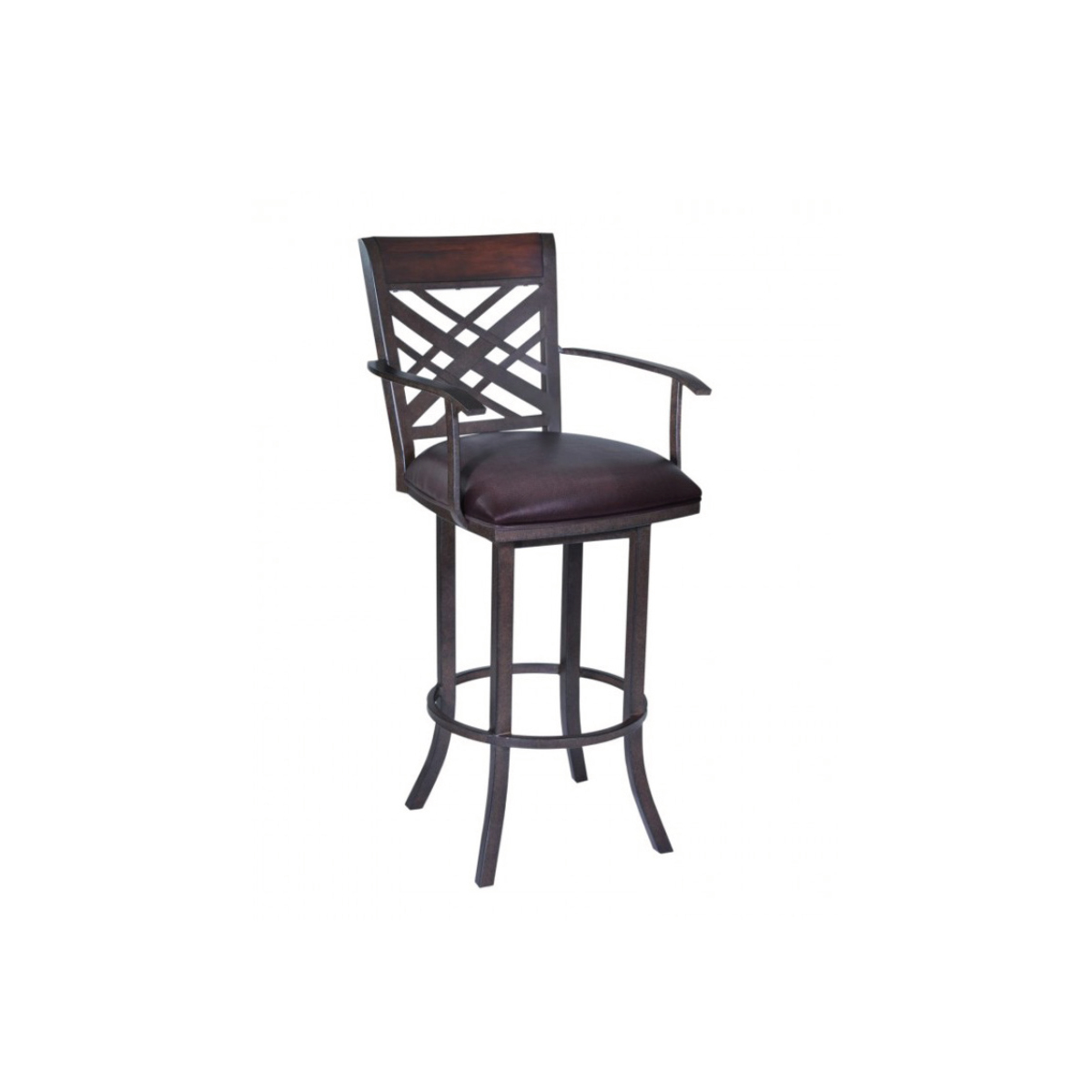 Pompano w/ Arms Swivel Stool - Brown