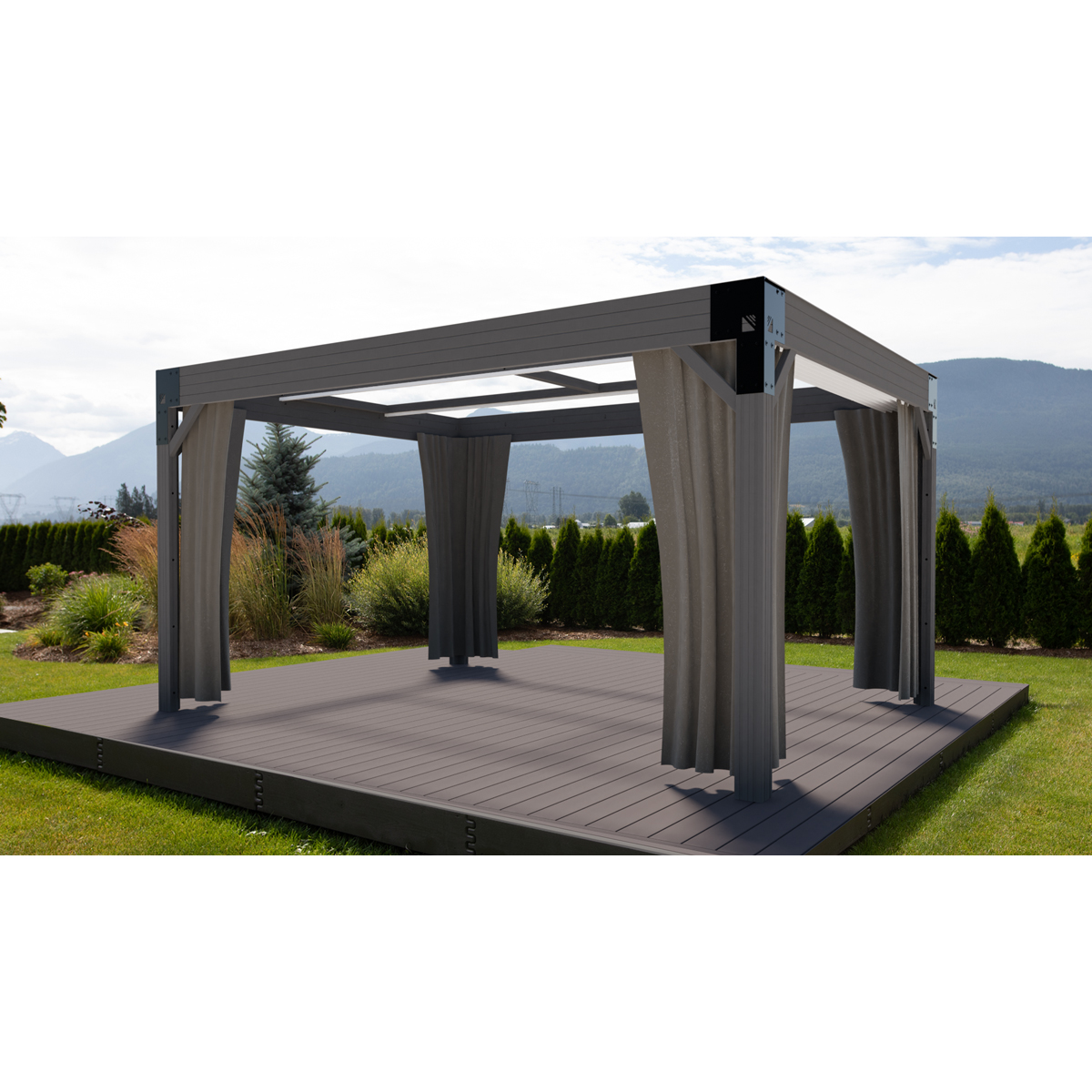 Tucson 11 x 14 Gazebo w/ Retractable Shade, Drapes & Screens