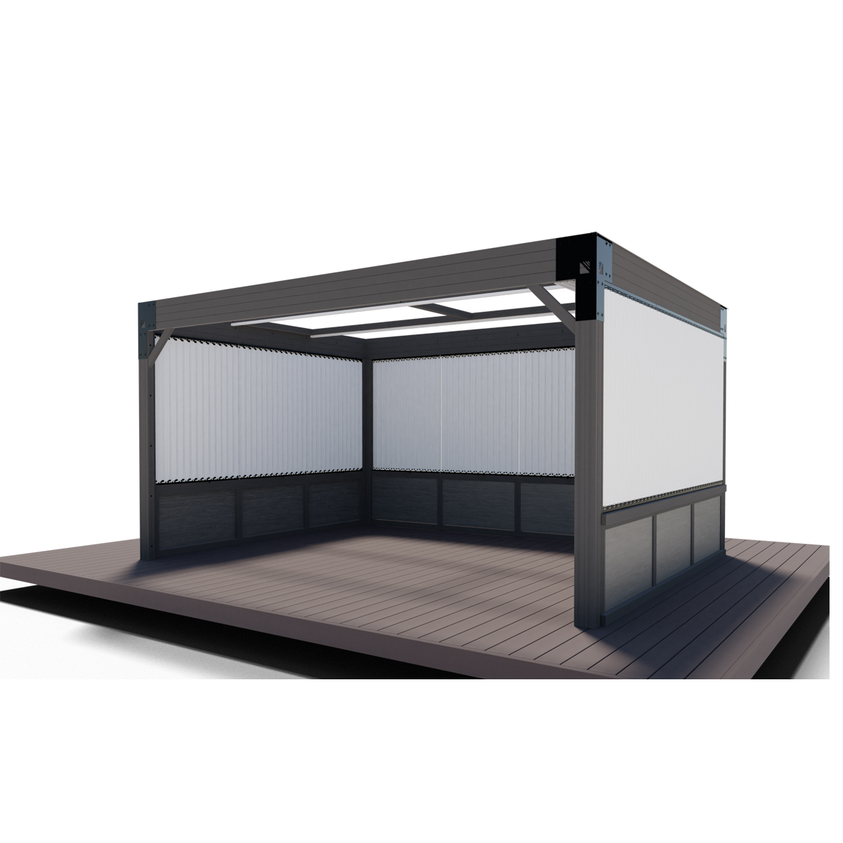 Tucson 11 x 14 Louver Gazebo w/ Retractable Shade & 3 Side Panels