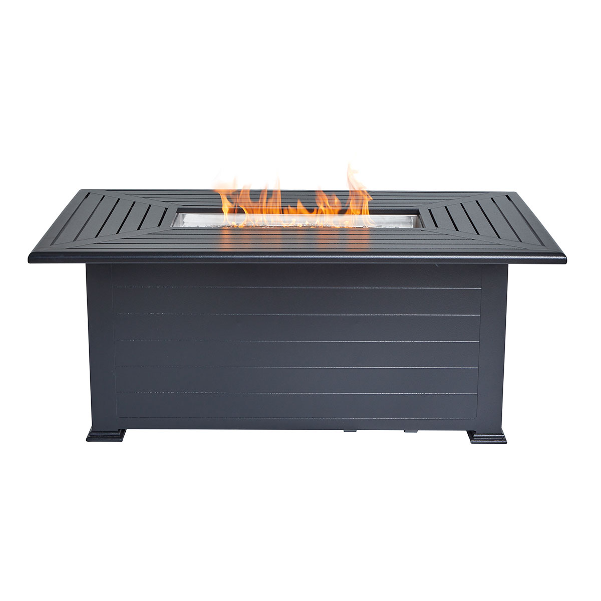 36" x 58" Rectangle Ebony Slat Fire Table W/ Lid