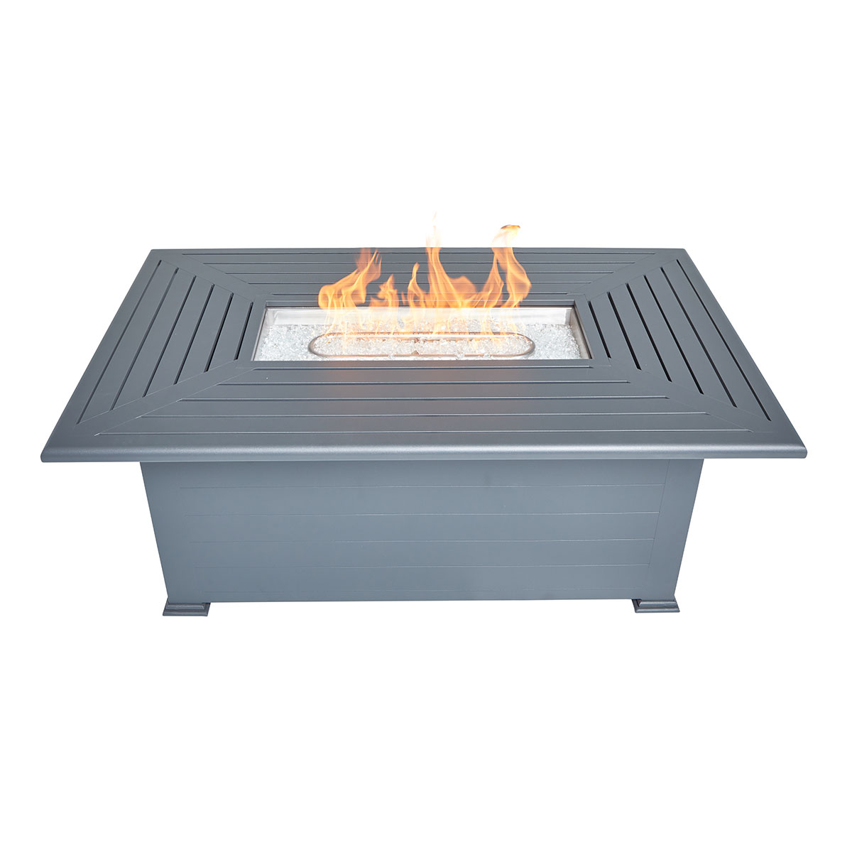 36" x 58" Rectangle Graphite Slat Fire Table W/ Lid