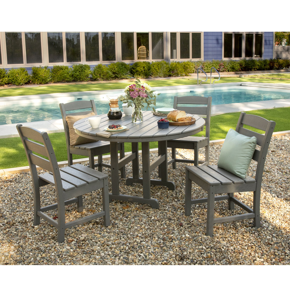 Lakeside 5-Piece Round Farmhouse Side Chair Dining Set