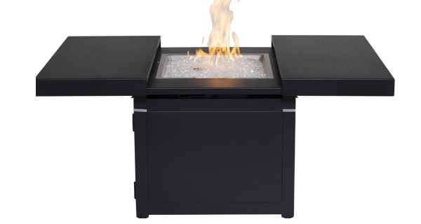 34" Square Functional Black Firepit Coffee Table