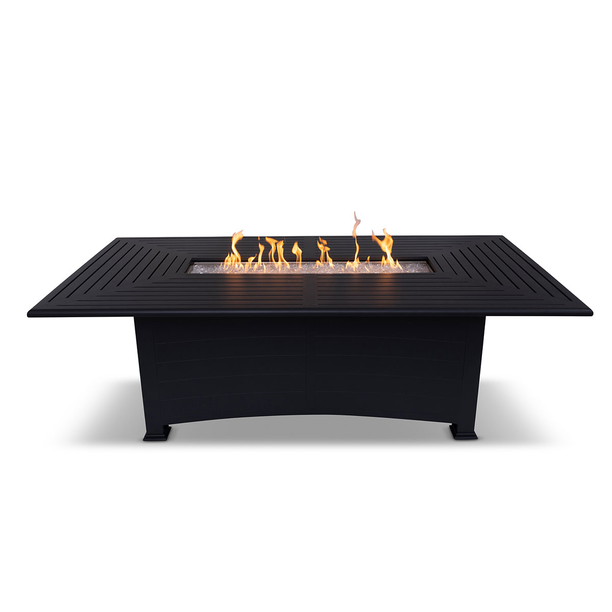 44"x 84" Rectangle Farnham Slat Scoria Firepit Dining Table