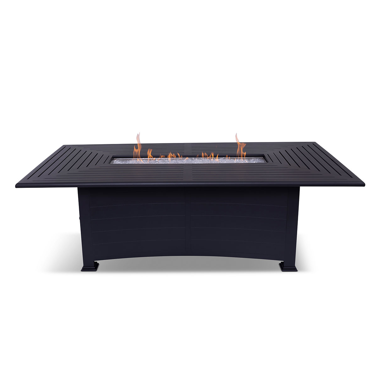 44"x 84" Rectangle Farnham Slat Graphite Firepit Dining Table