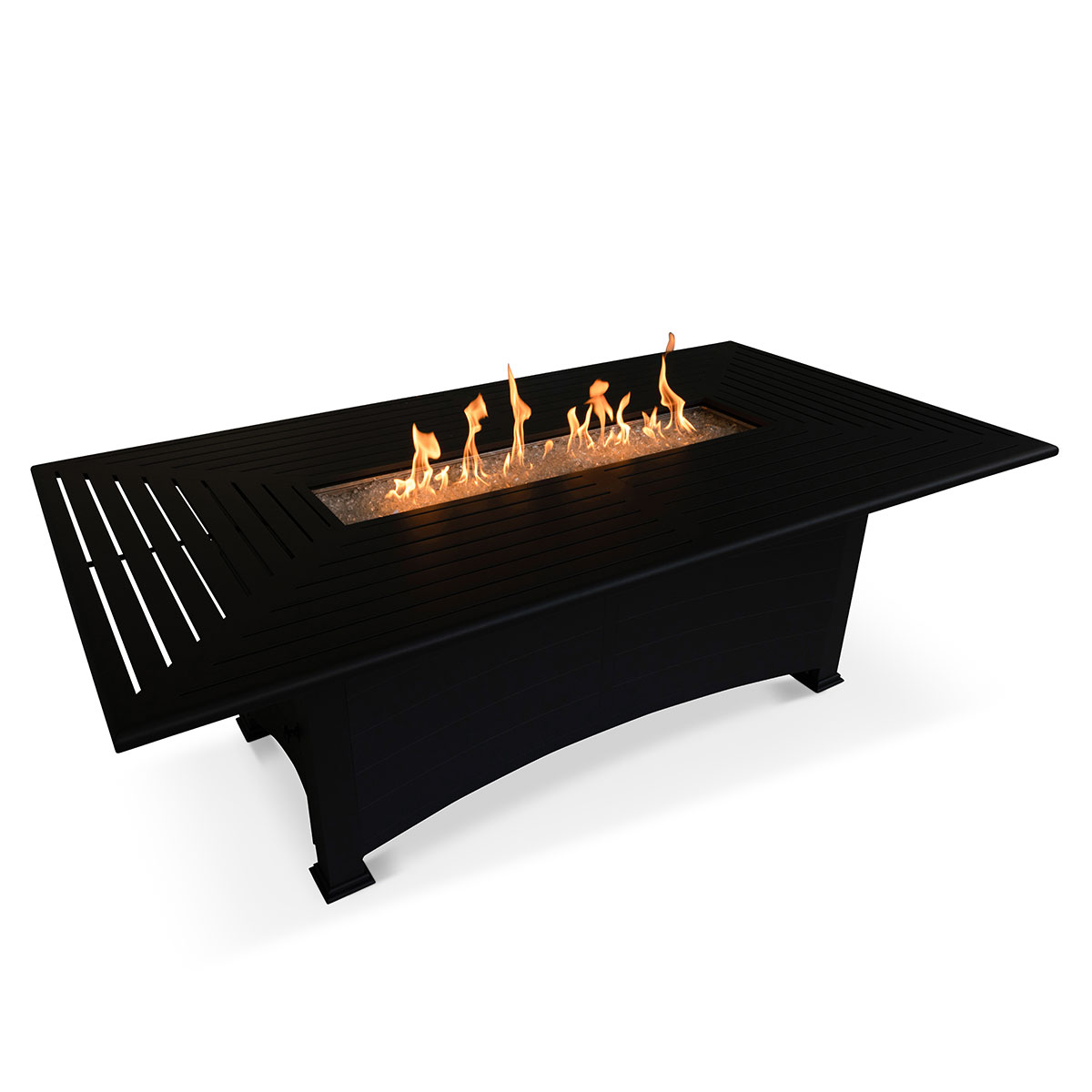 44"x 84" Rectangle Farnham Slat Ebony Firepit Dining Table