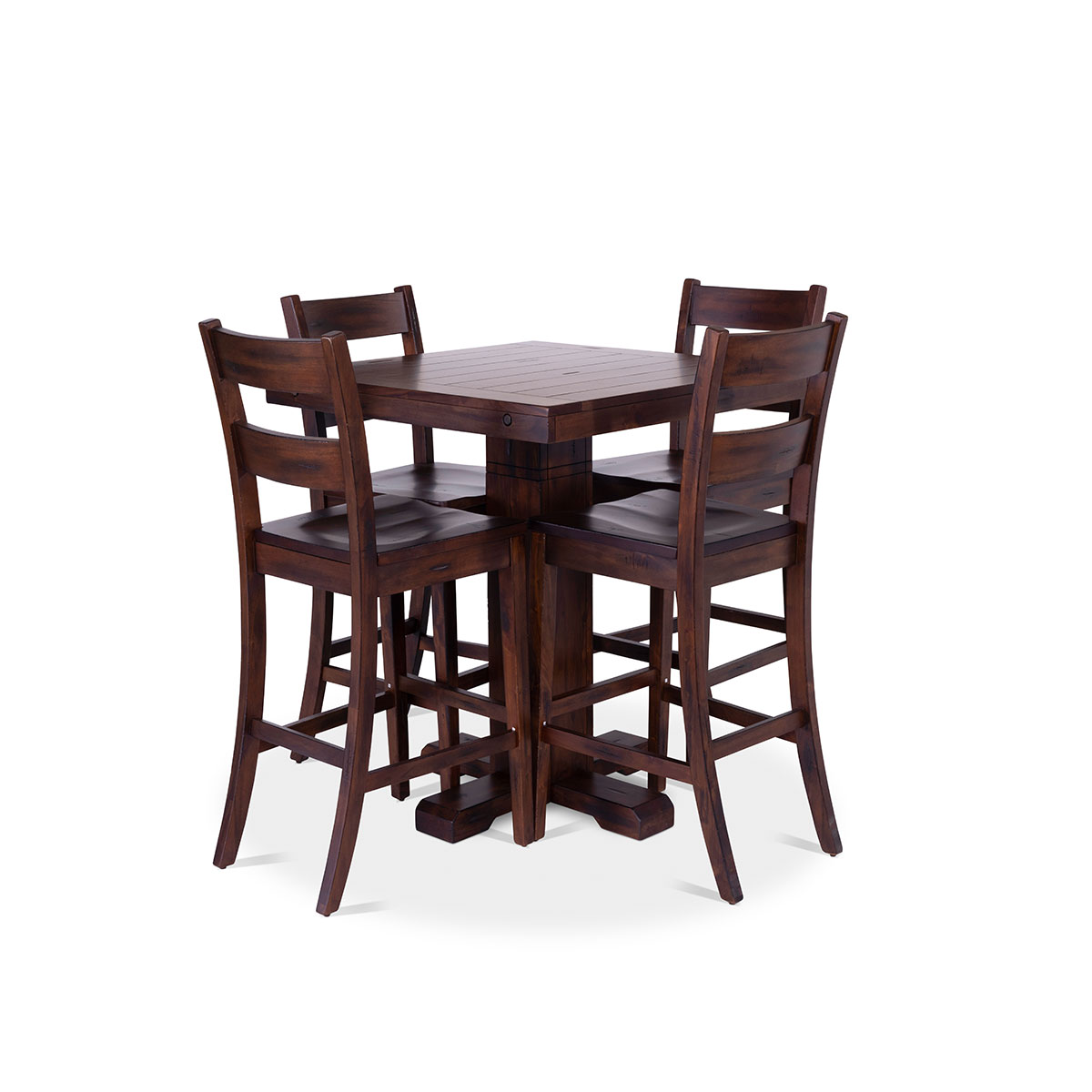 Lancaster 36" Square Adjustable Pub Table w/(2) 30" Wood Barstools