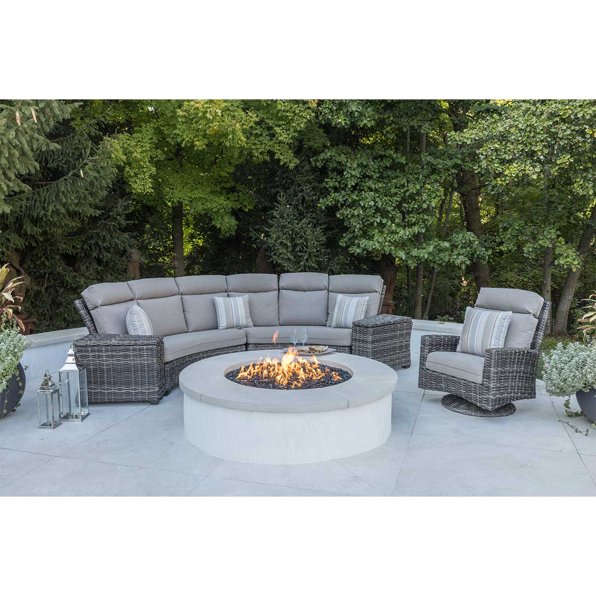 Kampala Grey High Back 5 Piece Curved Sectional Collection 