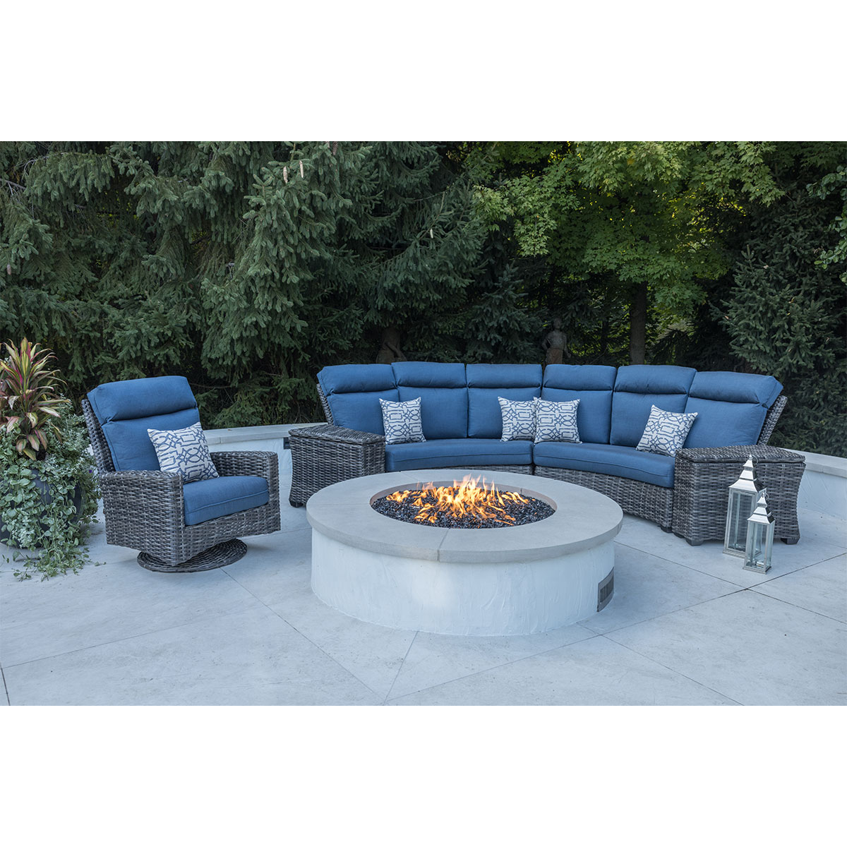 Kampala Grey High Back 5 Piece Curved Sectional Collection