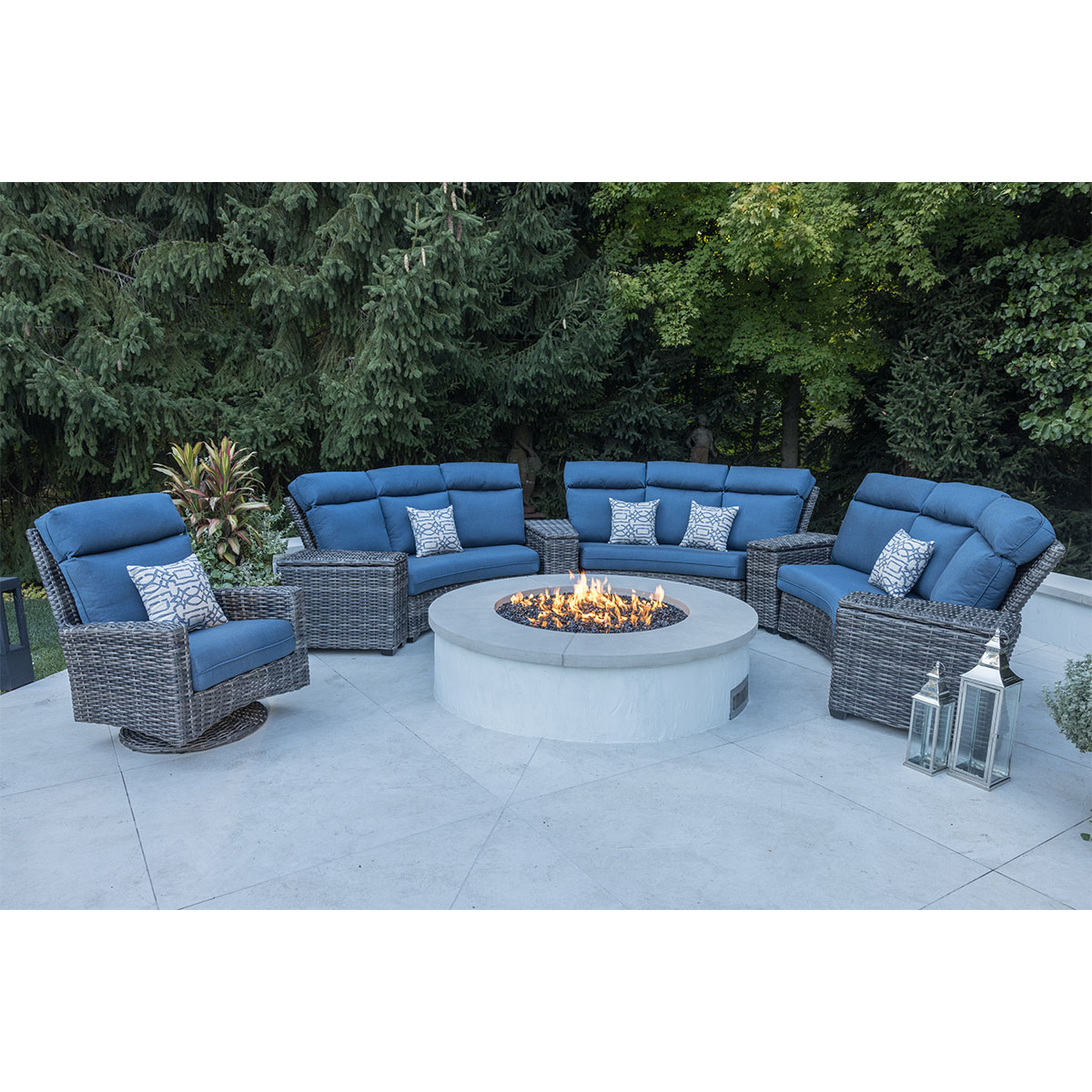 Kampala Grey High Back 8 Piece Curved Sectional Collection