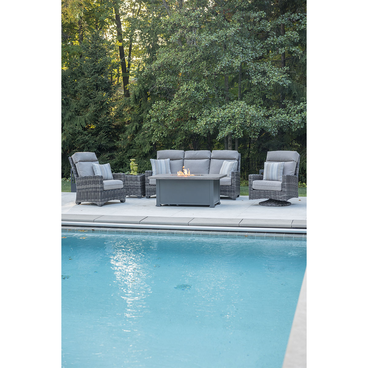 Kampala Grey High Back 5 Piece Sofa Firepit Collection