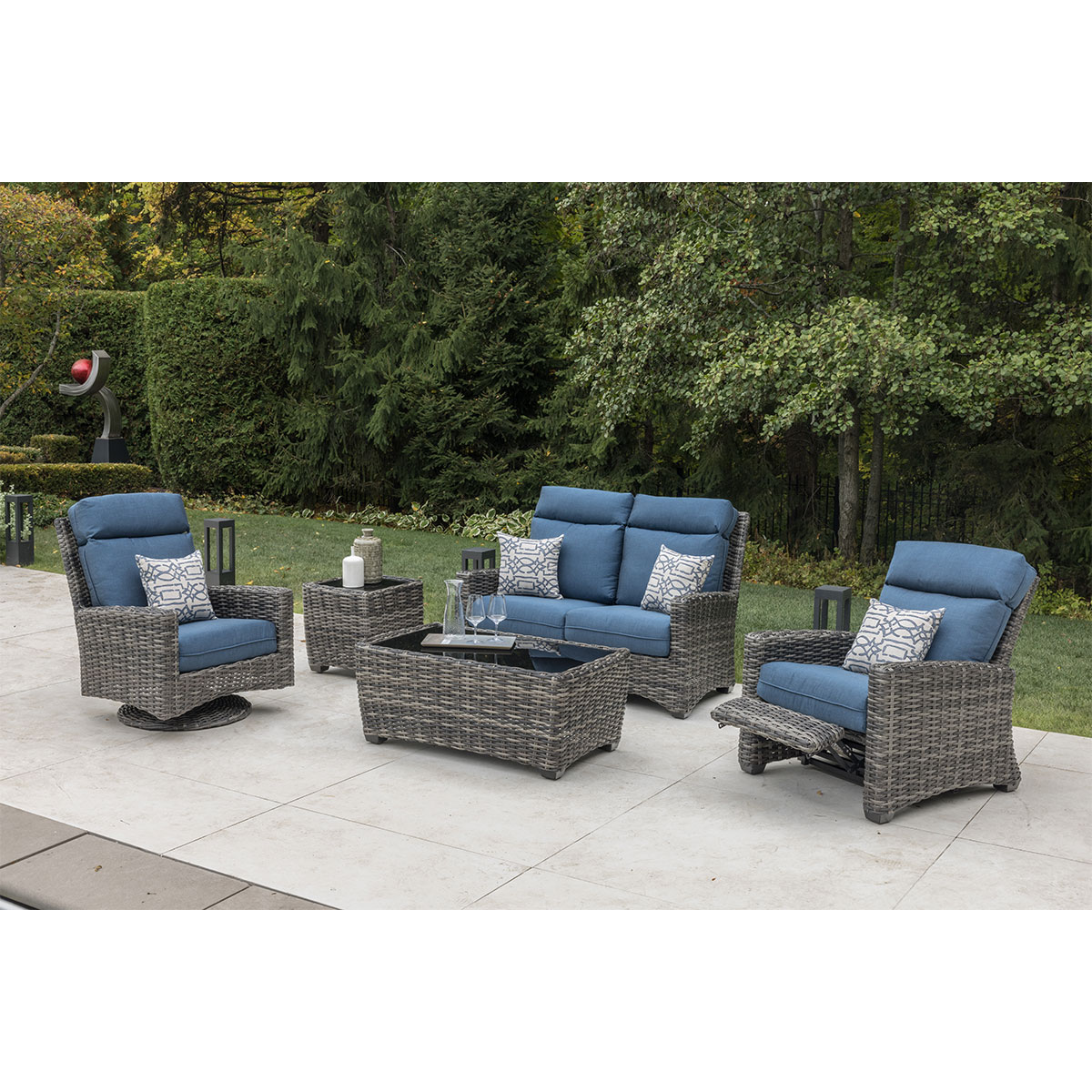 Kampala Indigo High Back 5 Piece Loveseat Collection