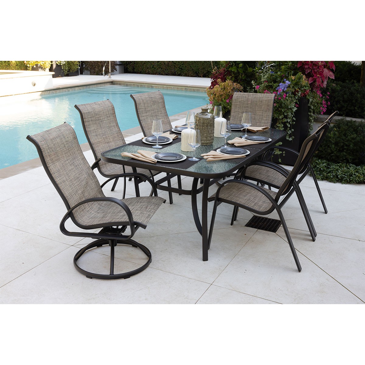 Davenport 7 Piece Sling Dining Collection