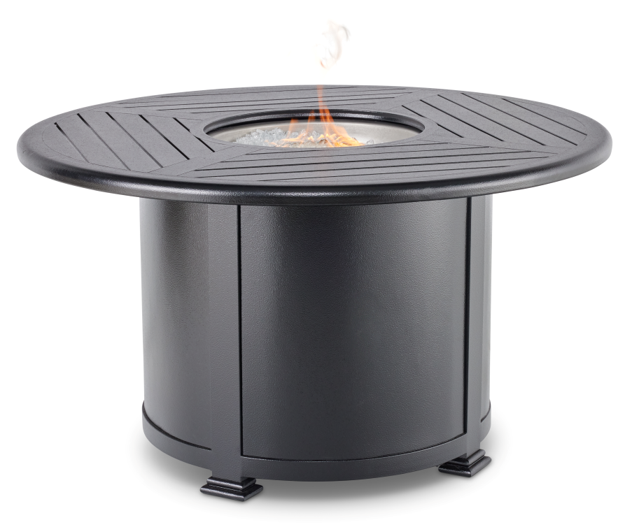 42" Round Ebony Slat Fire Table w/ Lid