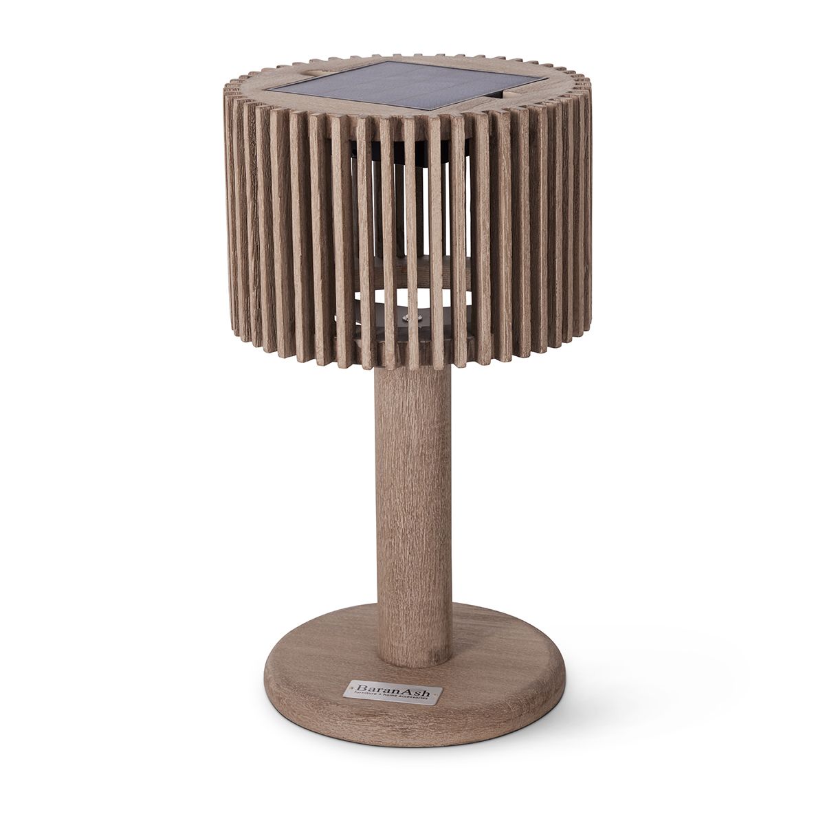 Loft 16" Round Teak Solar Lamp