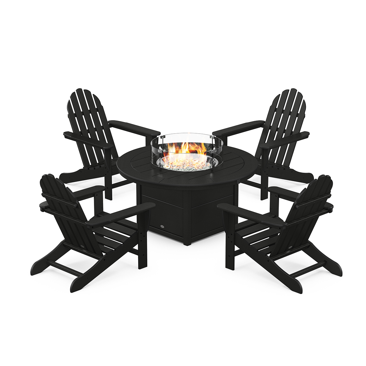 Classic Adirondack 5-Piece Conversation Set with Fire Pit Table