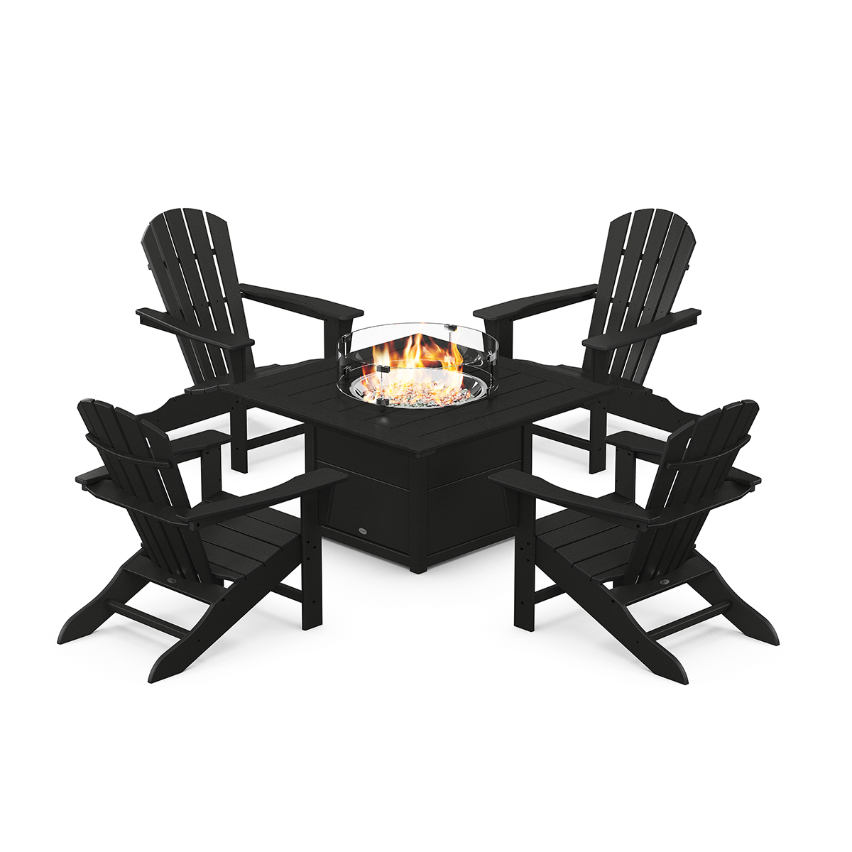 Palm Coast 5-Piece Adirondack Chair Conversation Set with Fire Pit Table