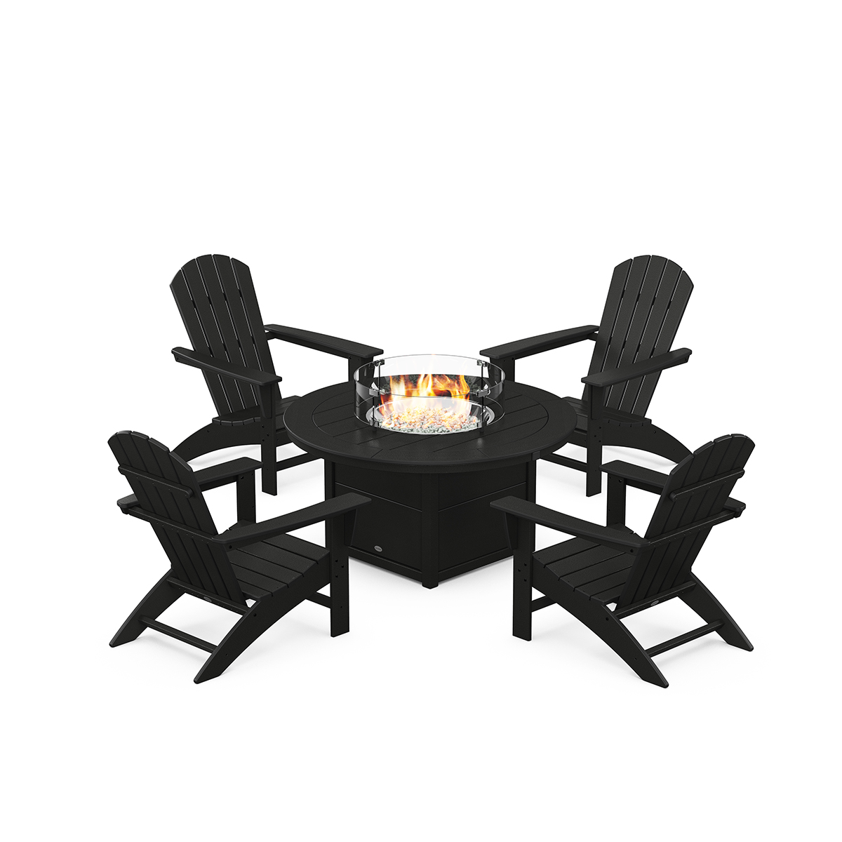 Nautical 5-Piece Adirondack Chair Conversation Set with Fire Pit Table