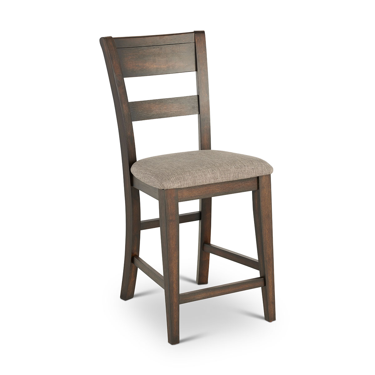 26" Slat Back Ups. Seat Dbl. Bridge Counter Chair-Dark Chestnut